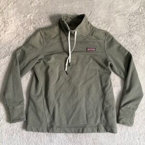 Vineyard Vines Shep Shirt Funnel Neck Women XS Green Pullover Sweatshirt Preppy